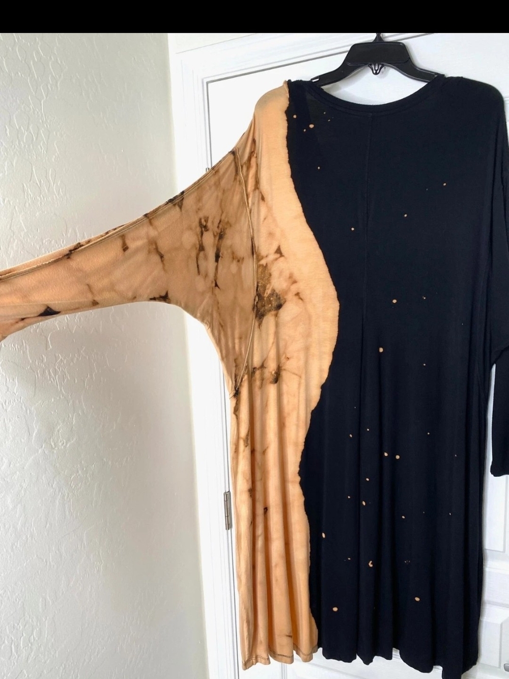 FREE PEOPLE Black and Blush Tie-Dye Shift Dress/ tunic oversized BLACK